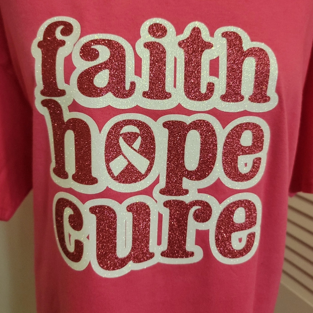 PINK FAITH, HOPE & CURE T-SHIRT - Picture 3 of 4